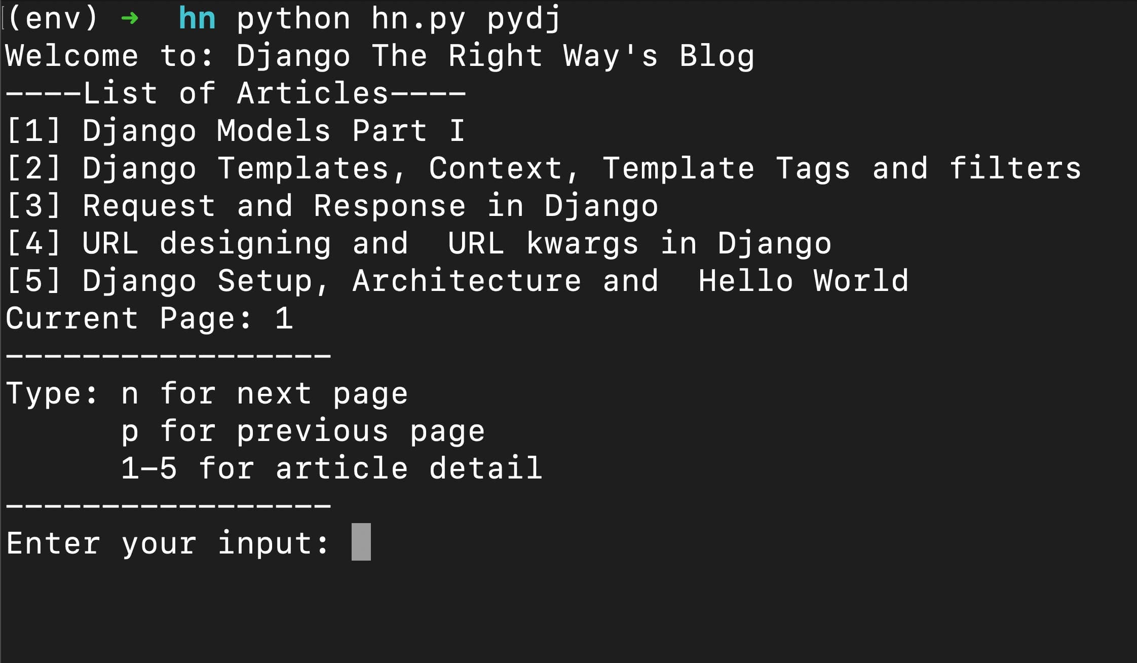 Reading Hashnode articles on Shell/Terminal